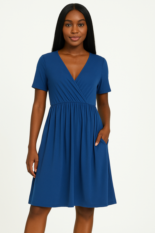 The Everyday Glow Wrap Dress |Navy