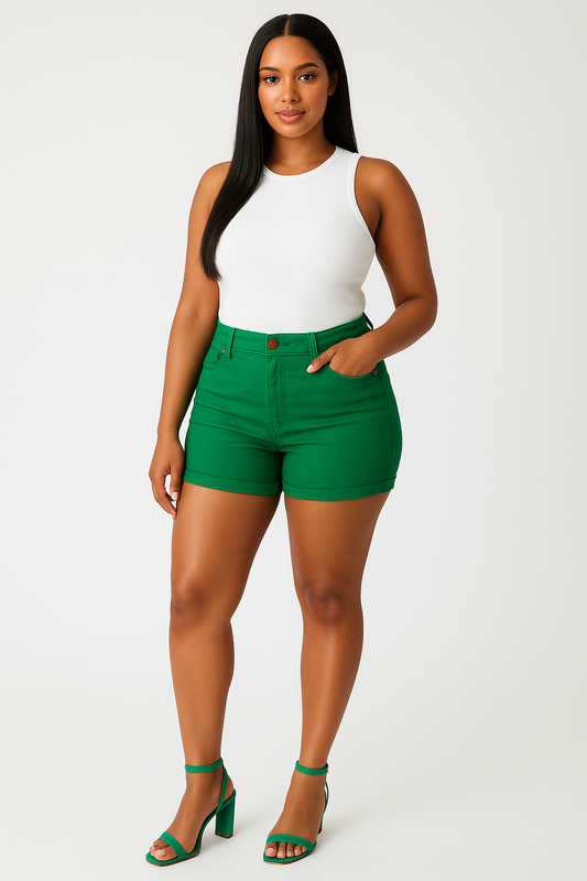 Power Pop Tummy Control Denim Shorts (JB)